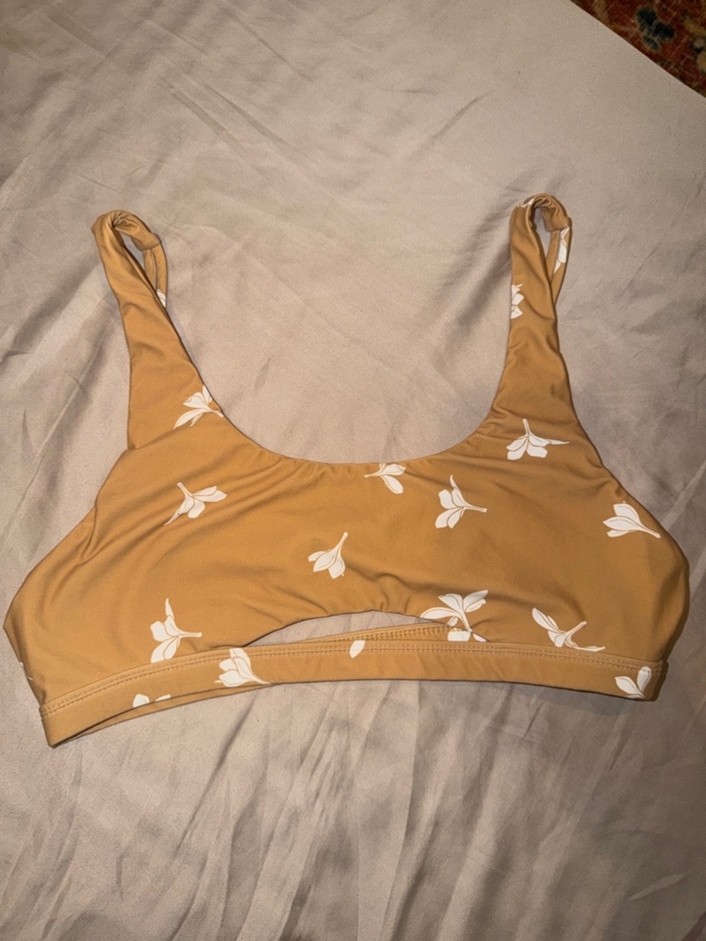 Floral Scoop Sig Zane Swim Top - Mustard